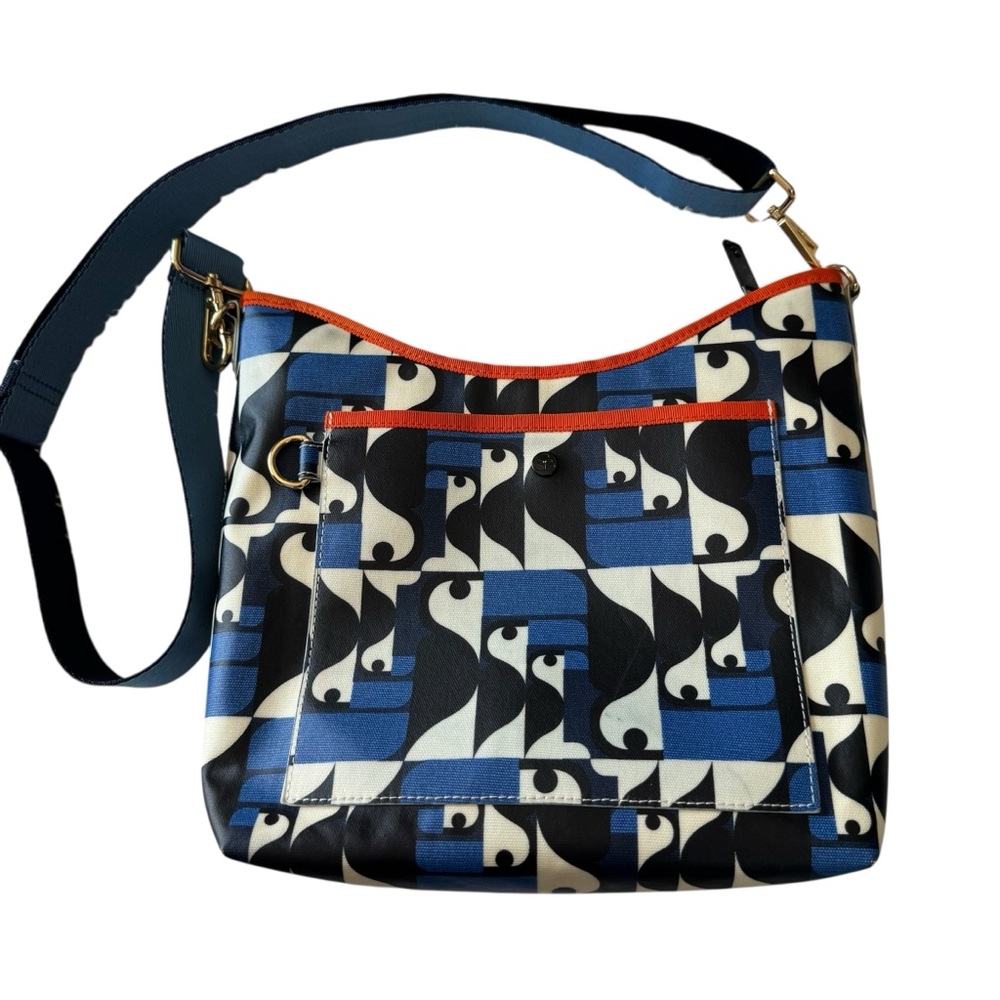 Orla Kiely Blue and Black Patterned Crossbody Bag